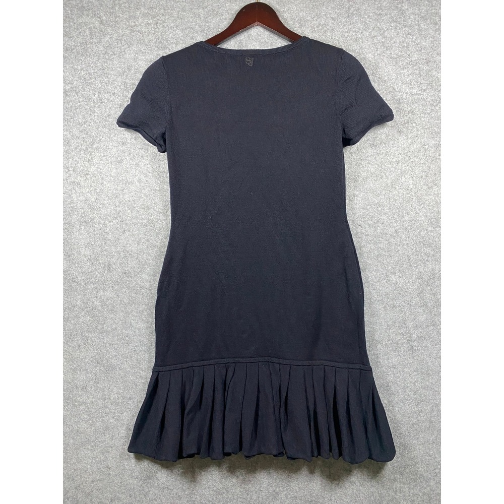 St. John Sport Navy Blue Wool Blend Knit Pleated Drop Waist Dress Small - Picture 8 of 9